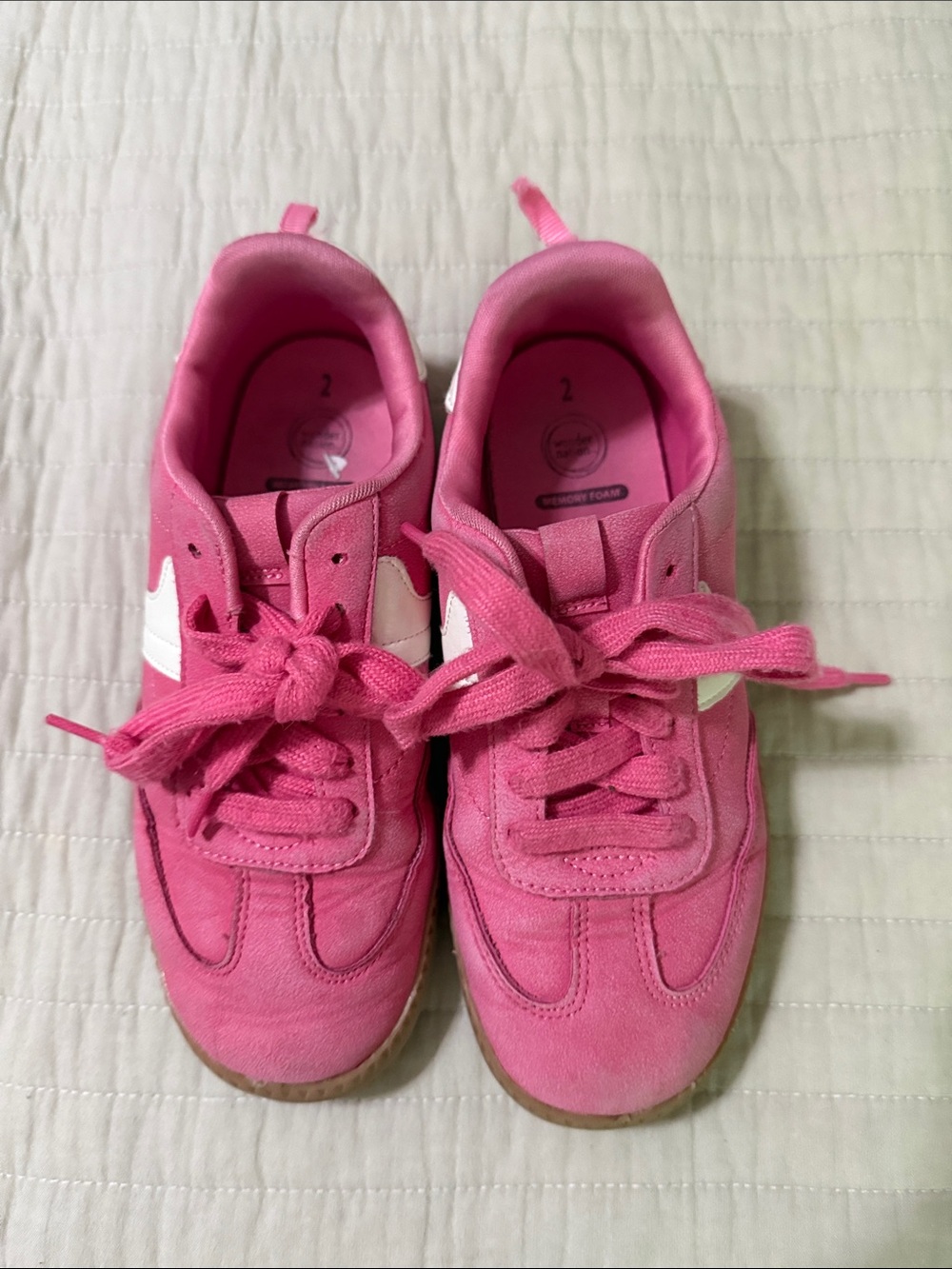 Wonder Nation Girls  Pink Casual Lace-Up Sneakers size 2